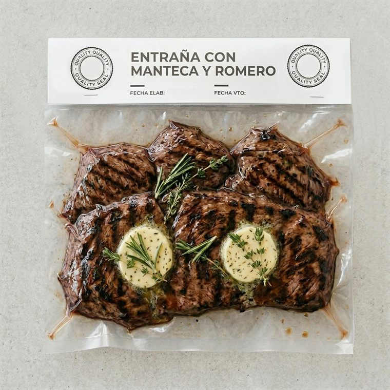 Entraña con manteca y romero envasada